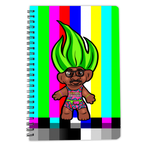 Mr Motivator 90s Troll - personalised A4, A5, A6 notebook by Niomi Fogden