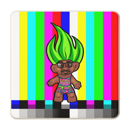 Mr Motivator 90s Troll - personalised beer coaster by Niomi Fogden