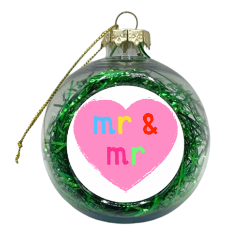 Mr & Mr ( coloured version ) - xmas bauble by Adam Regester