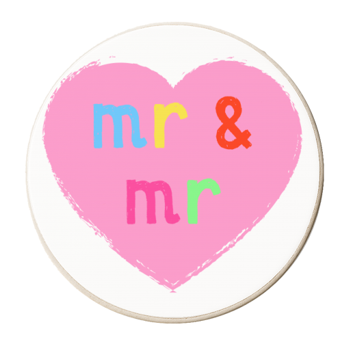 Mr & Mr ( coloured version ) - personalised beer coaster by Adam Regester