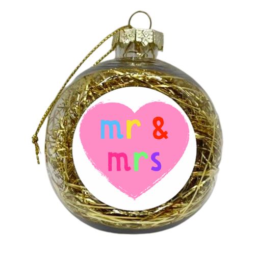 Mr & Mrs ( coloured version ) - xmas bauble by Adam Regester