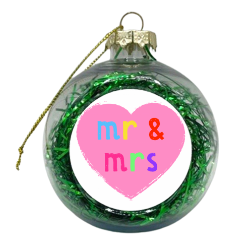 Mr & Mrs ( coloured version ) - xmas bauble by Adam Regester