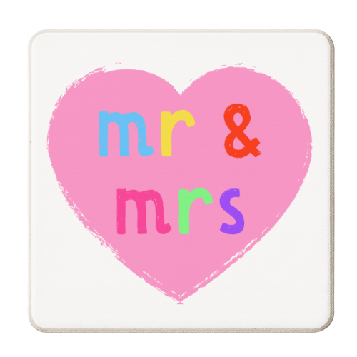 Mr & Mrs ( coloured version ) - personalised beer coaster by Adam Regester