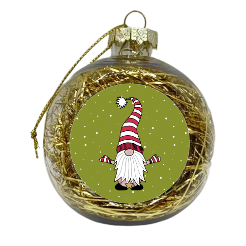 Mr Naked Gnome - Green - xmas bauble by Gellie Design