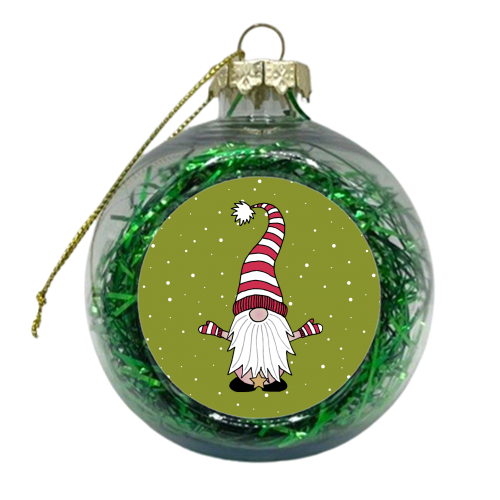 Mr Naked Gnome - Green - xmas bauble by Gellie Design