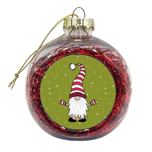 Mr Naked Gnome - Green - xmas bauble by Gellie Design