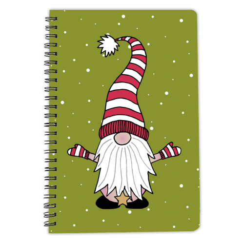 Mr Naked Gnome - Green - personalised A4, A5, A6 notebook by Gellie Design