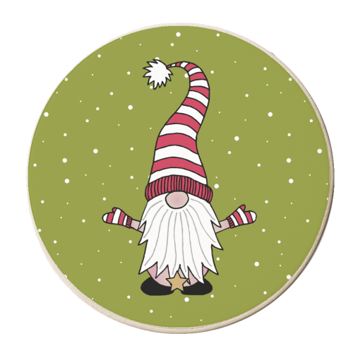 Mr Naked Gnome - Green - personalised beer coaster by Gellie Design