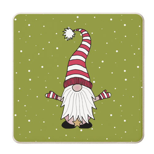 Mr Naked Gnome - Green - personalised beer coaster by Gellie Design