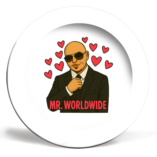 Mr. Worldwide - ceramic dinner plate by Ms Doodle