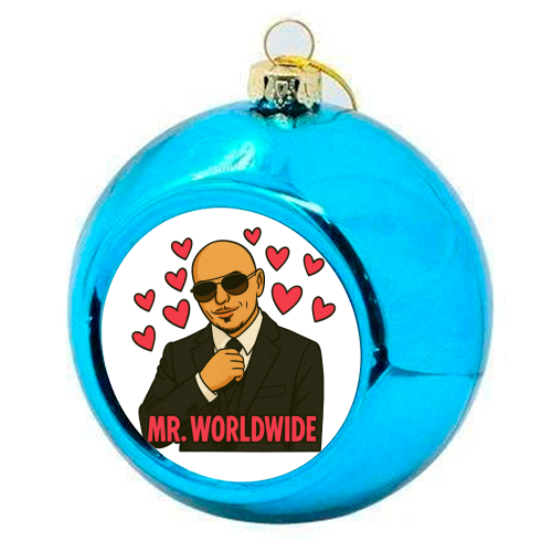 Mr. Worldwide - colourful christmas bauble by Ms Doodle