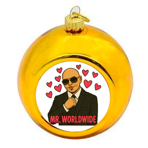 Mr. Worldwide - colourful christmas bauble by Ms Doodle