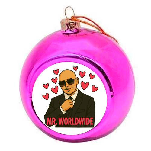 Mr. Worldwide - colourful christmas bauble by Ms Doodle