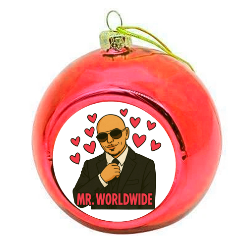 Mr. Worldwide - colourful christmas bauble by Ms Doodle