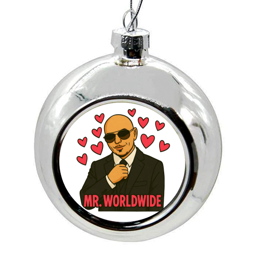 Mr. Worldwide - colourful christmas bauble by Ms Doodle