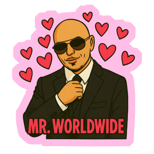 Mr. Worldwide - Die Cut Sticker by Ms Doodle