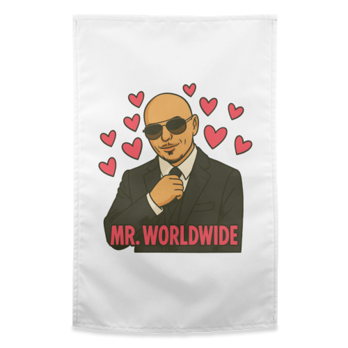 Mr. Worldwide - funny tea towel by Ms Doodle