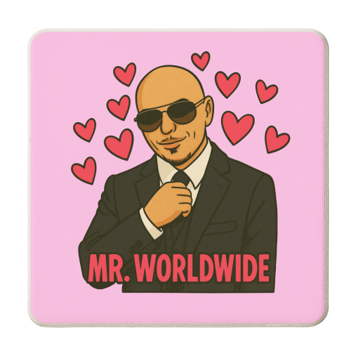 Mr. Worldwide - personalised beer coaster by Ms Doodle