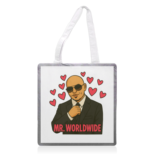 Mr. Worldwide - printed canvas tote bag by Ms Doodle