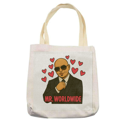 Mr. Worldwide - printed canvas tote bag by Ms Doodle