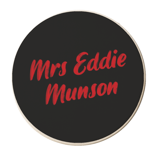 Mrs Eddie munson - personalised beer coaster by The Girl Next Draw