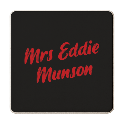 Mrs Eddie munson - personalised beer coaster by The Girl Next Draw