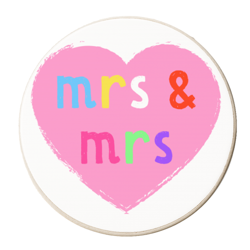Mrs & Mrs ( coloured version ) - personalised beer coaster by Adam Regester