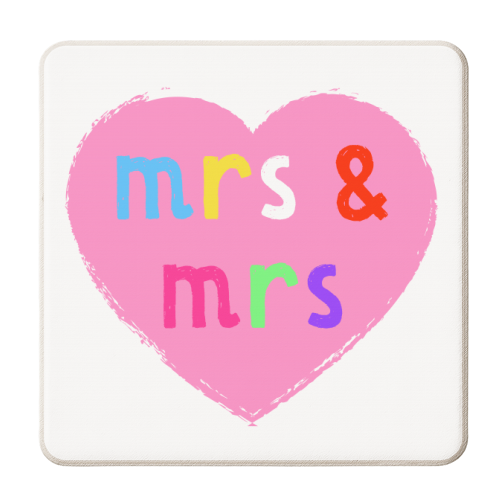 Mrs & Mrs ( coloured version ) - personalised beer coaster by Adam Regester