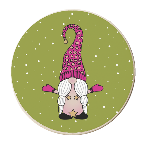 Mrs Naked Gnome - personalised beer coaster by Gellie Design