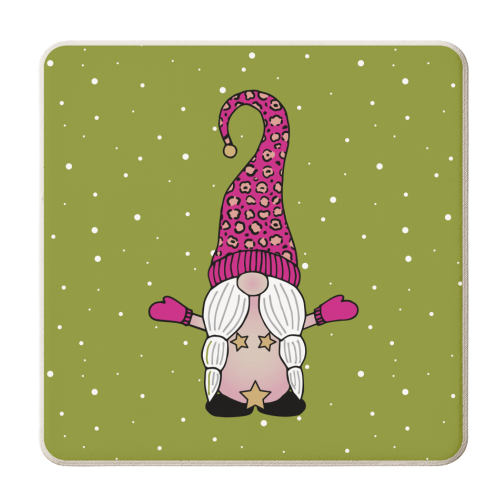 Mrs Naked Gnome - personalised beer coaster by Gellie Design