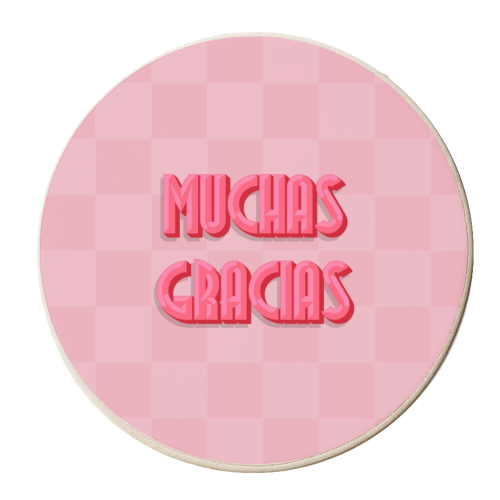 Muchas gracias checkerboard - personalised beer coaster by The Girl Next Draw