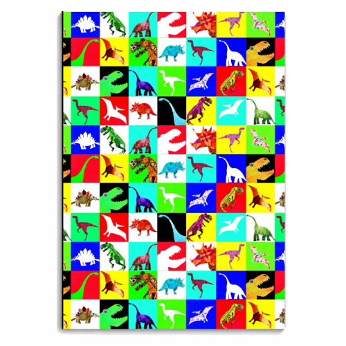 Multi coloured Dinosaurs - personalised A4, A5, A6 notebook by Dominic Early