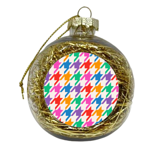 Multicoloured Hounds Tooth Print - xmas bauble by OhMC! Designs