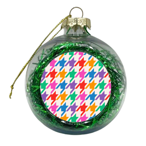 Multicoloured Hounds Tooth Print - xmas bauble by OhMC! Designs