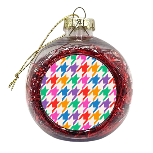 Multicoloured Hounds Tooth Print - xmas bauble by OhMC! Designs