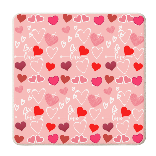 Multiple Love Hearts - personalised beer coaster by Riad Mannan