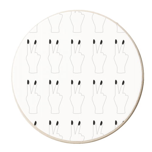 Multiple Peace Signs Black and White - personalised beer coaster by Toni Scott