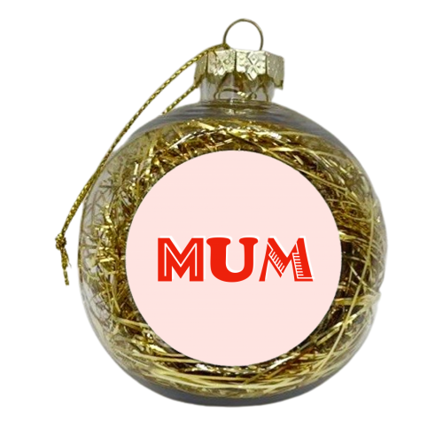 Mum (coral/red) - xmas bauble by Adam Regester