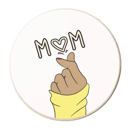 Mum Heart hands Cute Design - personalised beer coaster by Lisa Wardle