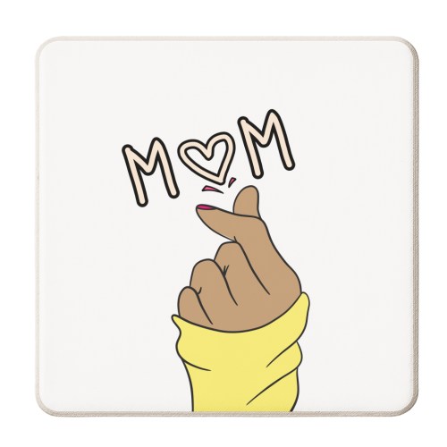 Mum Heart hands Cute Design - personalised beer coaster by Lisa Wardle