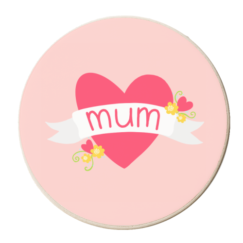 Mum Love Heart - personalised beer coaster by Adam Regester