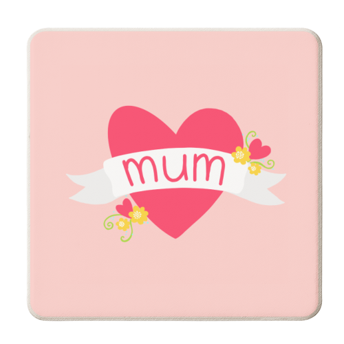 Mum Love Heart - personalised beer coaster by Adam Regester