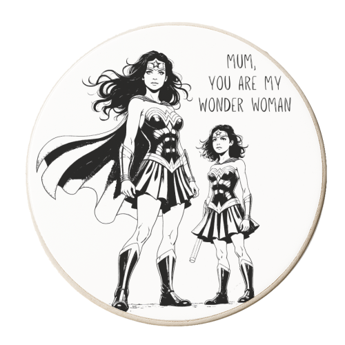 Mum, my Wonder Woman - personalised beer coaster by Ms Doodle