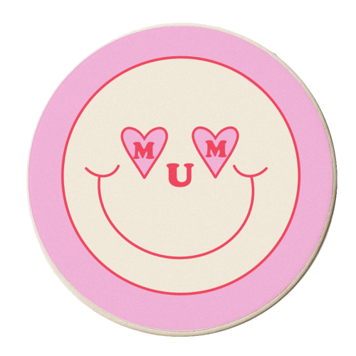 Mum Smiley Face - personalised beer coaster by Lisa Wardle