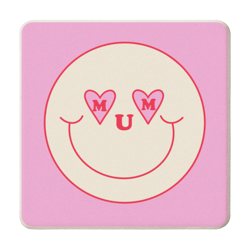 Mum Smiley Face - personalised beer coaster by Lisa Wardle