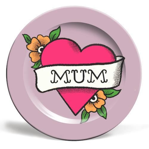Mum tattoo - ceramic dinner plate by The Queer Store