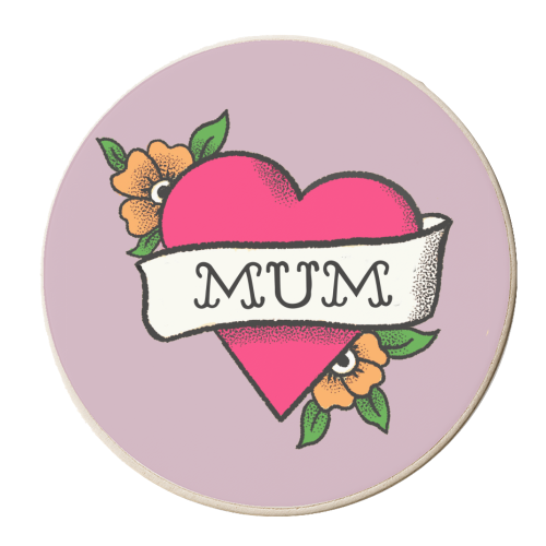 Mum tattoo - personalised beer coaster by The Queer Store