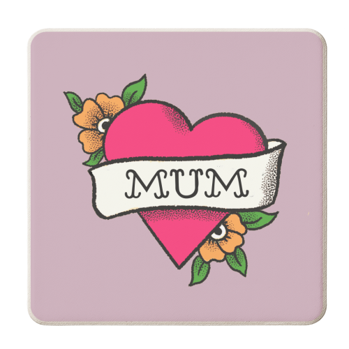 Mum tattoo - personalised beer coaster by The Queer Store