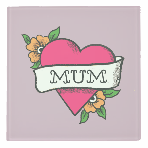 Mum tattoo - personalised beer coaster by The Queer Store