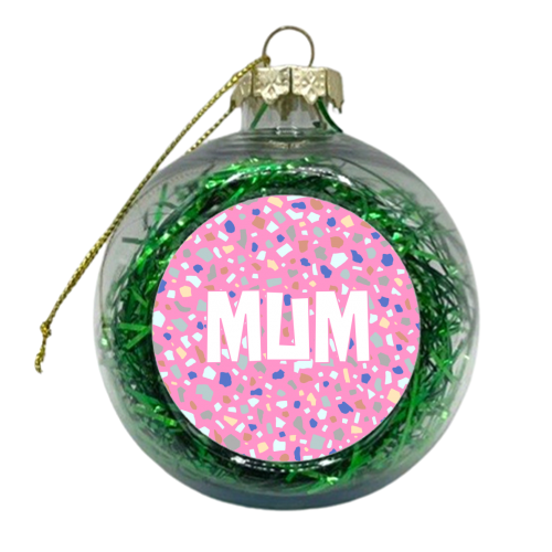 Mum (Terrazzo Background) - xmas bauble by Adam Regester